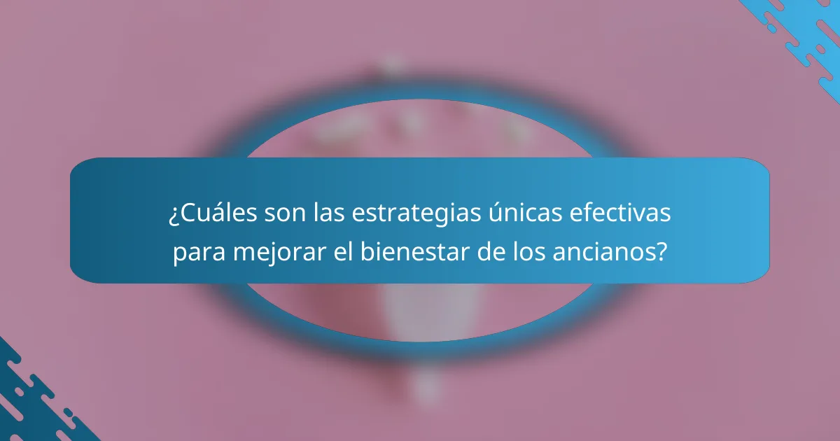 ¿Cuáles son las estrategias únicas efectivas para mejorar el bienestar de los ancianos?