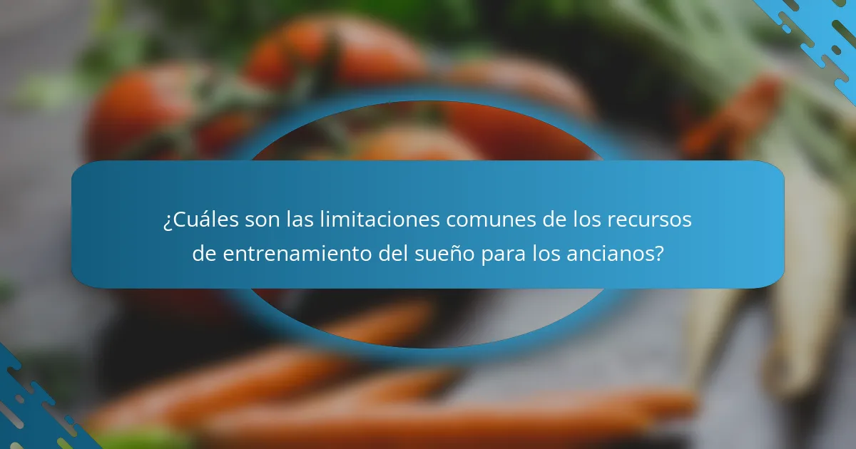 ¿Cuáles son las limitaciones comunes de los recursos de entrenamiento del sueño para los ancianos?