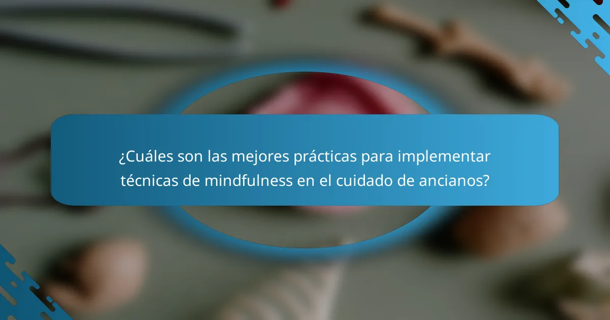 ¿Cuáles son las mejores prácticas para implementar técnicas de mindfulness en el cuidado de ancianos?