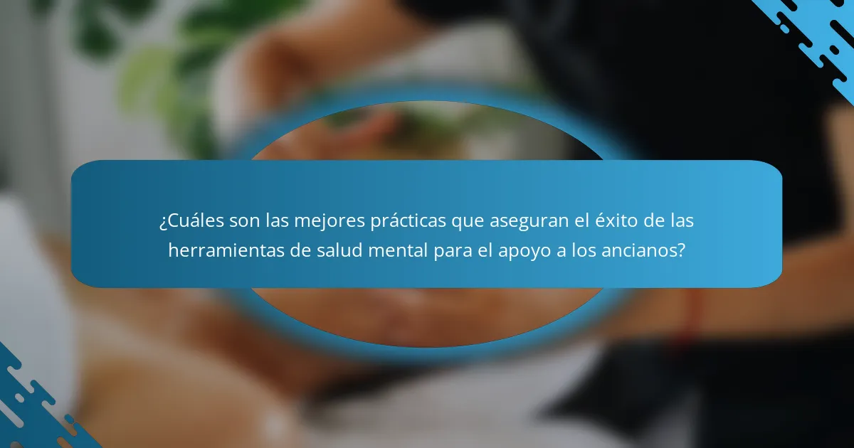 ¿Cuáles son las mejores prácticas que aseguran el éxito de las herramientas de salud mental para el apoyo a los ancianos?