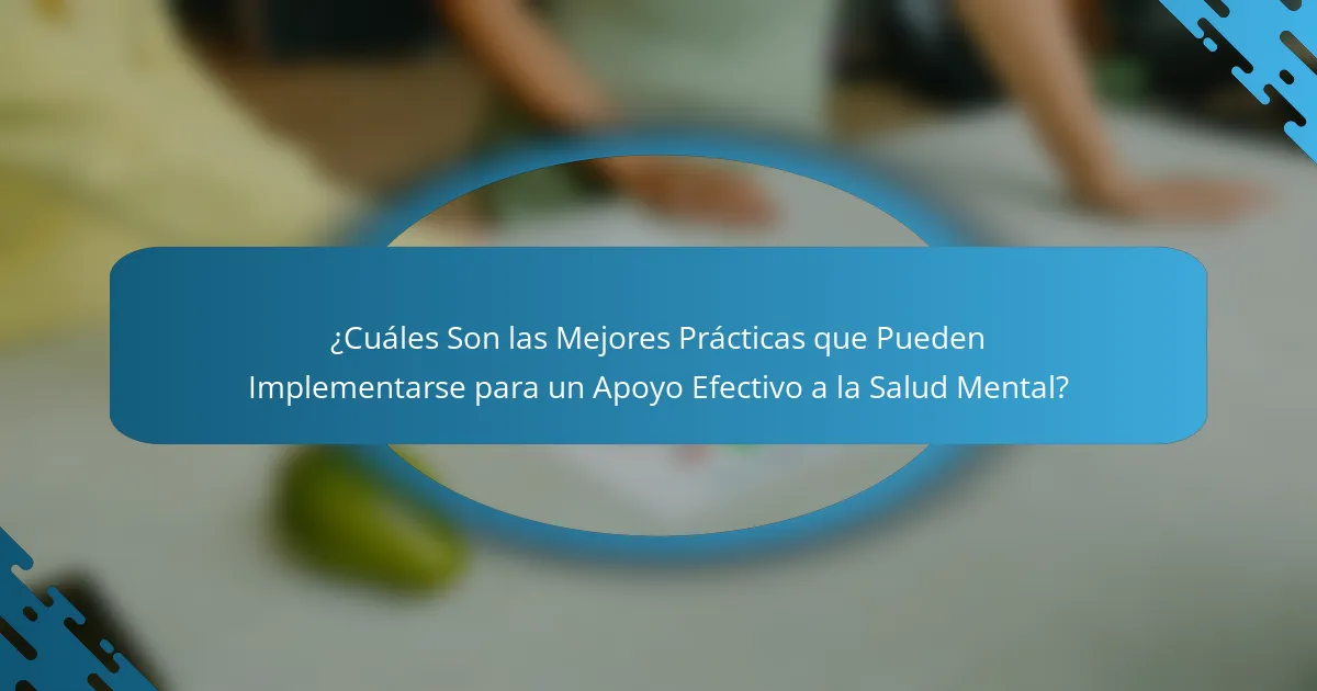 ¿Cuáles Son las Mejores Prácticas que Pueden Implementarse para un Apoyo Efectivo a la Salud Mental?