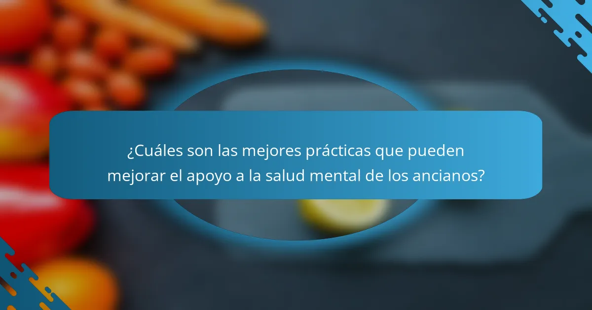 ¿Cuáles son las mejores prácticas que pueden mejorar el apoyo a la salud mental de los ancianos?