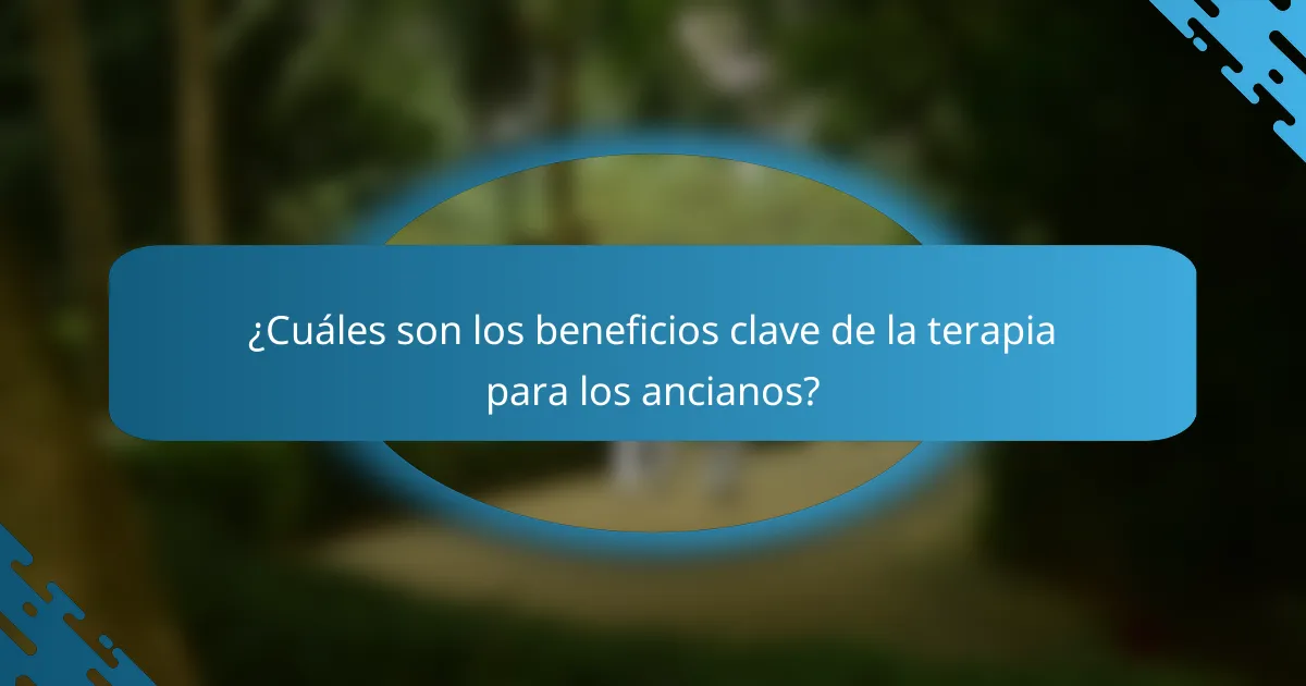¿Cuáles son los beneficios clave de la terapia para los ancianos?