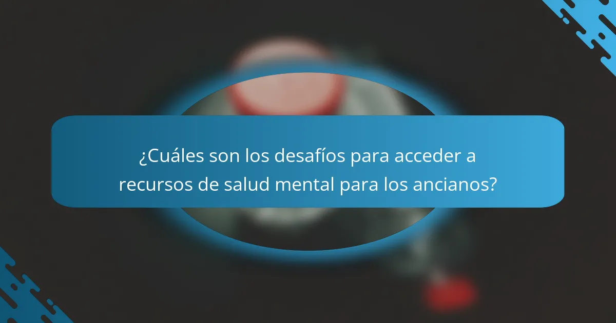 ¿Cuáles son los desafíos para acceder a recursos de salud mental para los ancianos?