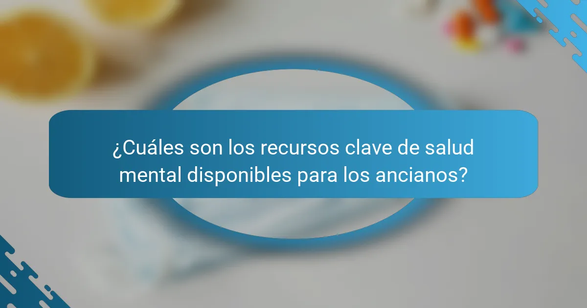 ¿Cuáles son los recursos clave de salud mental disponibles para los ancianos?