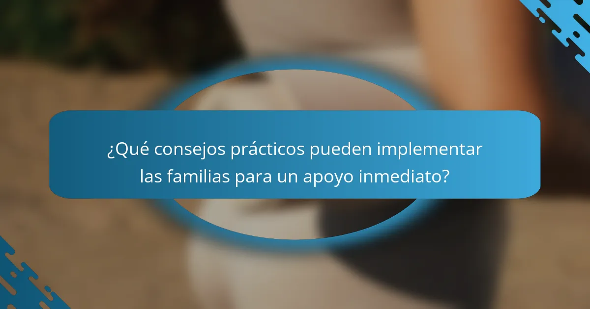 ¿Qué consejos prácticos pueden implementar las familias para un apoyo inmediato?