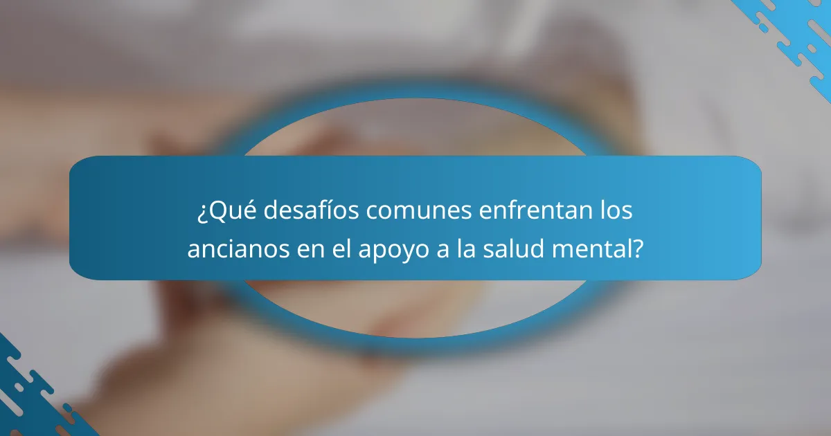 ¿Qué desafíos comunes enfrentan los ancianos en el apoyo a la salud mental?