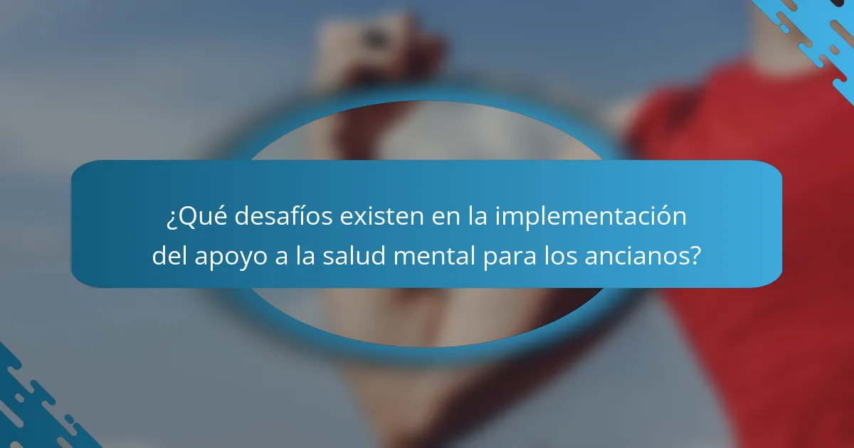 ¿Qué desafíos existen en la implementación del apoyo a la salud mental para los ancianos?