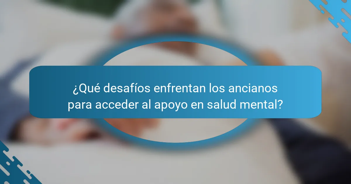 ¿Qué desafíos enfrentan los ancianos para acceder al apoyo en salud mental?