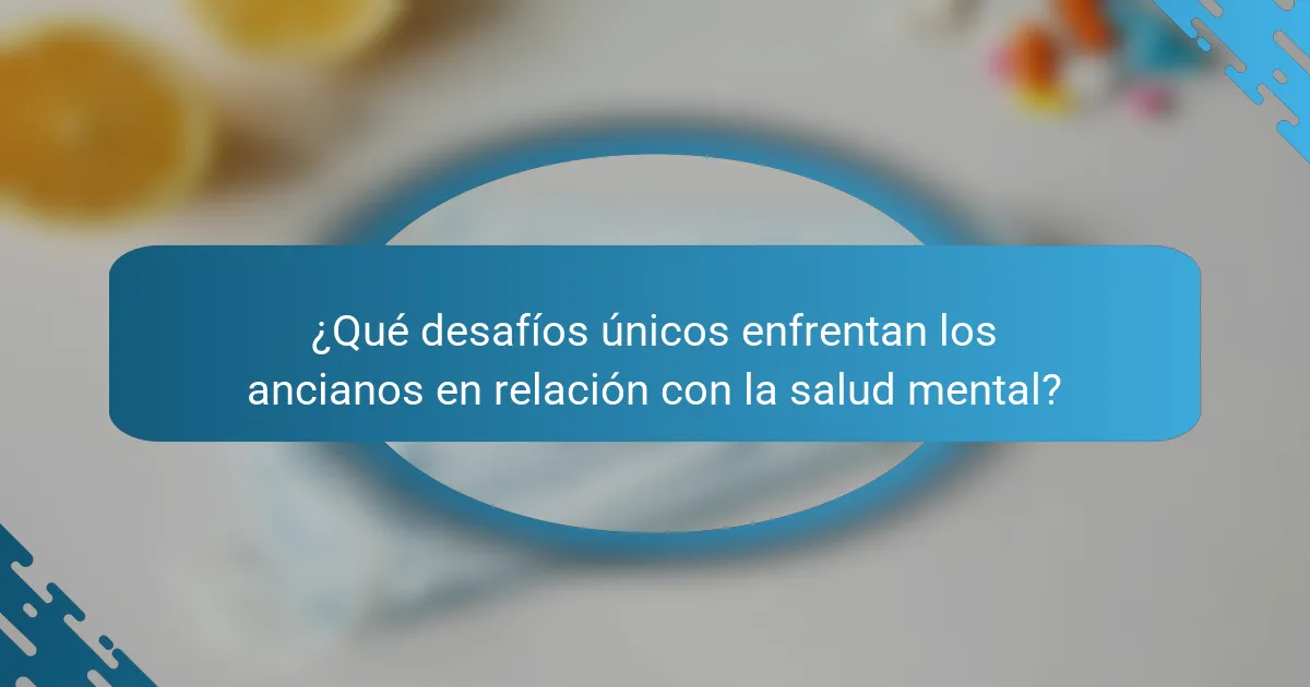 ¿Qué desafíos únicos enfrentan los ancianos en relación con la salud mental?