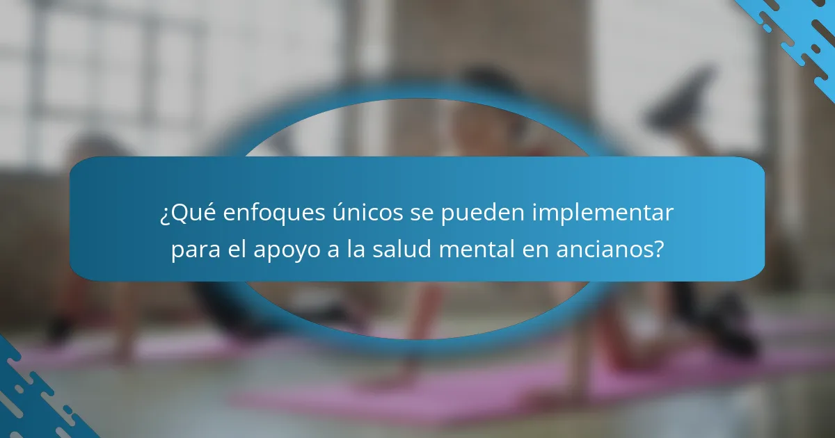 ¿Qué enfoques únicos se pueden implementar para el apoyo a la salud mental en ancianos?