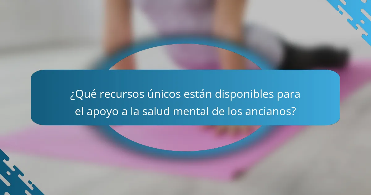 ¿Qué recursos únicos están disponibles para el apoyo a la salud mental de los ancianos?